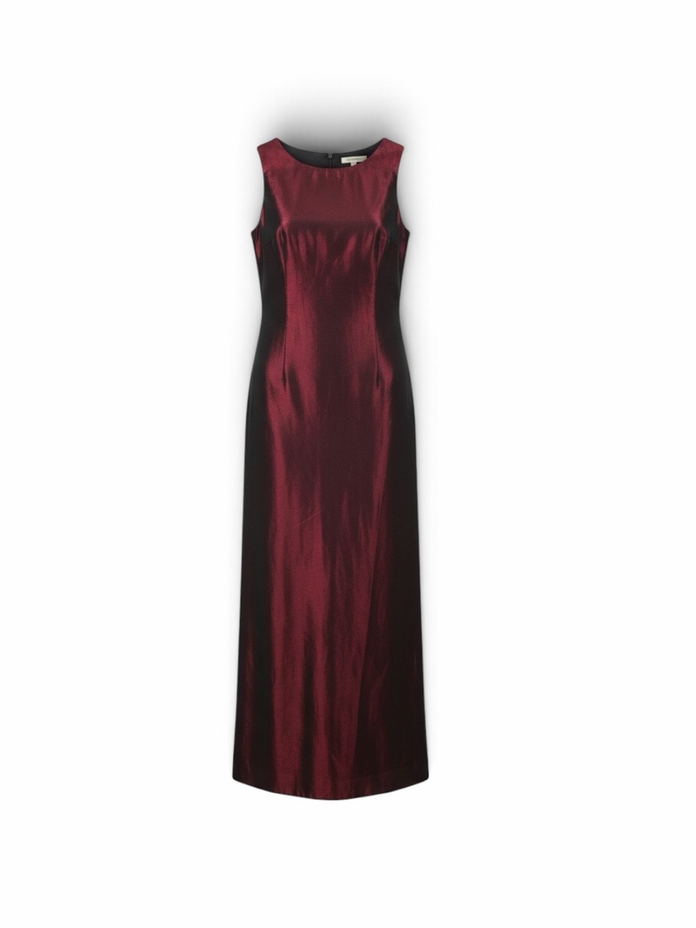 Talbots Satin Iridescent Black Red Modest Maxi Dress Whimsy Holiday SZ 6